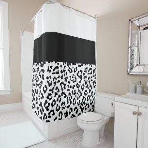 Schwarz-weißer Leopard-Fleck-Colorblock Duschvorhang