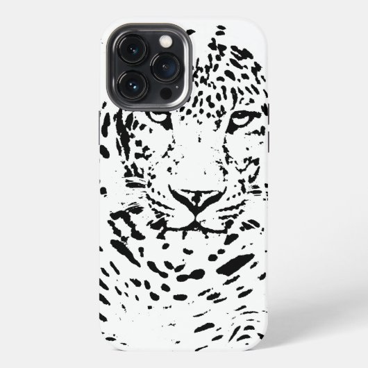 Schwarz-weißer Leopard iPhone Hülle (Rückseite)
