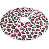 Schwarz-weißer Leopard-Spot Polyester Weihnachtsbaumdecke (Schrägansicht)