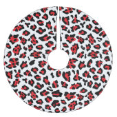 Schwarz-weißer Leopard-Spot Polyester Weihnachtsbaumdecke (Vorderseite)