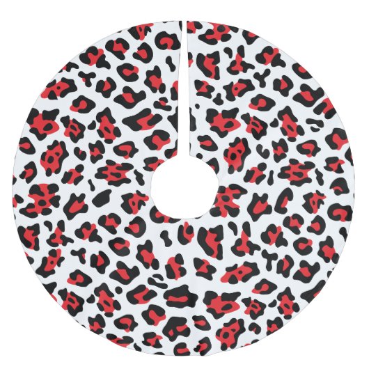 Schwarz-weißer Leopard-Spot Polyester Weihnachtsbaumdecke (Vorderseite)