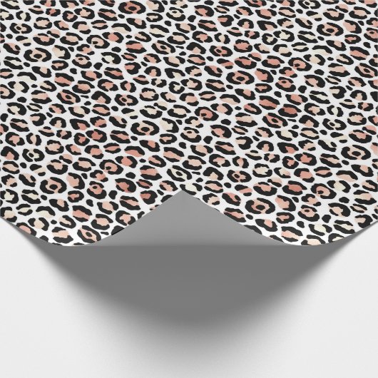 Schwarz-weißer Leopardendruck in Rosa Geschenkpapier (Ecke)