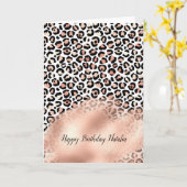 Schwarz-weißer Leopardendruck in Rosa Karte (Gelbe Blume)