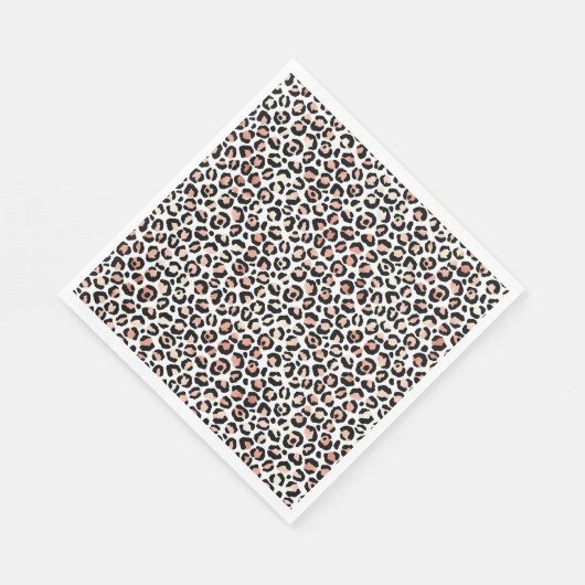 Schwarz-weißer Leopardendruck in Rosa Serviette (Ecke)