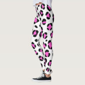 Schwarz-weißer Leopardendruck, rosa Leggings (Links)