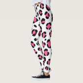 Schwarz-weißer Leopardendruck, rosa Leggings (Links)