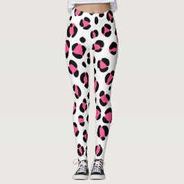 Schwarz-weißer Leopardendruck, rosa Leggings