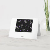 Schwarz-weißer Lila Halloween Skeletttentanz Karte (Rückseite)