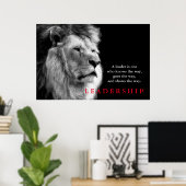 Schwarz-weißer Lion Motivierend Leadership Zitat Poster (Heimbüro)