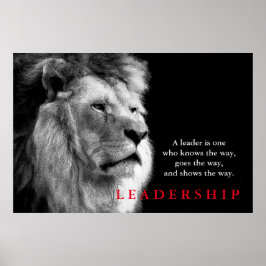 Schwarz-weißer Lion Motivierend Leadership Zitat Poster