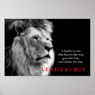 Schwarz-weißer Lion Motivierend Leadership Zitat Poster