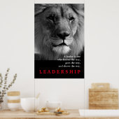 Schwarz-weißer Lion Motivierend Leadership Zitat Poster (Küche)