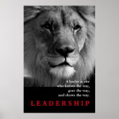 Schwarz-weißer Lion Motivierend Leadership Zitat Poster (Vorne)