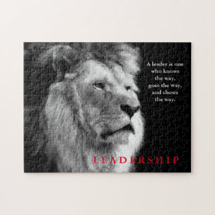 Schwarz-weißer Lion Motivierend Leadership Zitat Puzzle