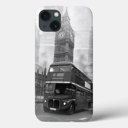 Schwarz-weißer London Bus Big Ben Case-Mate iPhone Hülle (Rückseite)