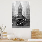 Schwarz-weißer London Bus Big Ben Poster (Küche)