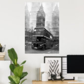 Schwarz-weißer London Bus Big Ben Poster (Heimbüro)