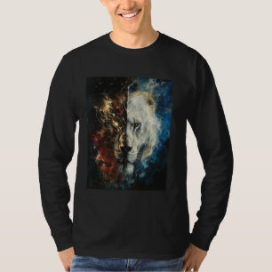 Schwarz-weißer Löwe Space Stars Moon King The Jung T-Shirt