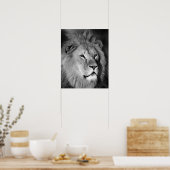 Schwarz-weißer Löwe - Tierfotografie Poster (Küche)