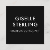 Schwarz-weißer Luxus Minimaler QR-Code für Typogra Quadratische Visitenkarte (Vorderseite)