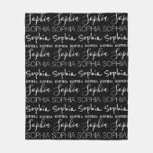 Schwarz-weißer Mädchenname Benutzerdefiniert Perso Fleecedecke (Vorderseite)