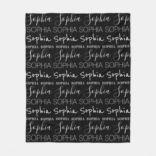 Schwarz-weißer Mädchenname Benutzerdefiniert Perso Fleecedecke (Vorderseite)