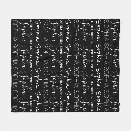 Schwarz-weißer Mädchenname Benutzerdefiniert Perso Fleecedecke (Vorderseite (Horizontal))