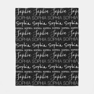 Schwarz-weißer Mädchenname Custom Personalisiert Fleecedecke