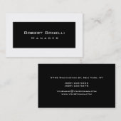 Schwarz-weißer Manager Moderne Schlichte Visitenka Visitenkarte (Vorne/Hinten)