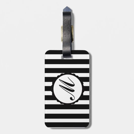 Schwarz-weißer Markierungen für Monogramm Gepäckanhänger (Rückseite vertikal)