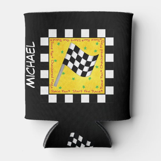 Schwarz-weißer Markierungsgelber Name Dosenkühler (Vorderseite)