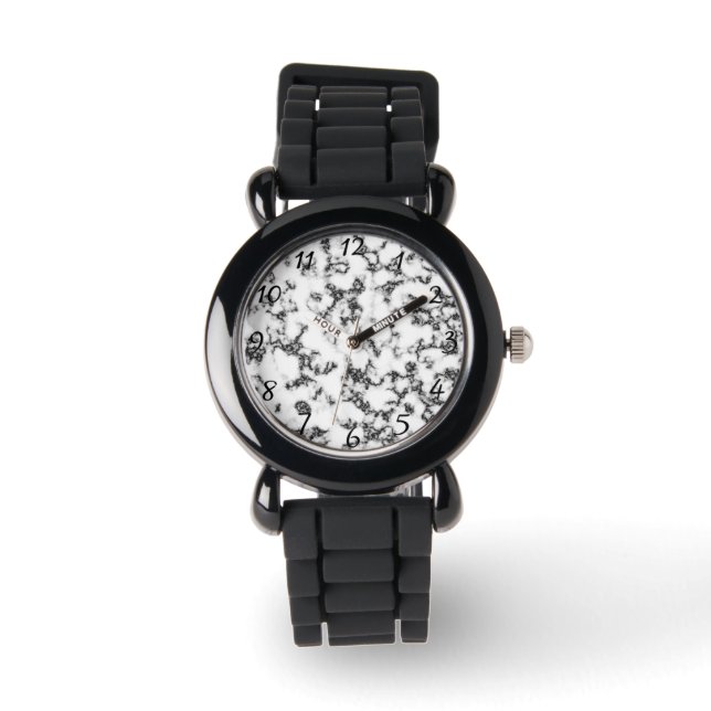 Schwarz-weißer Marmor Armbanduhr (Vorderseite)