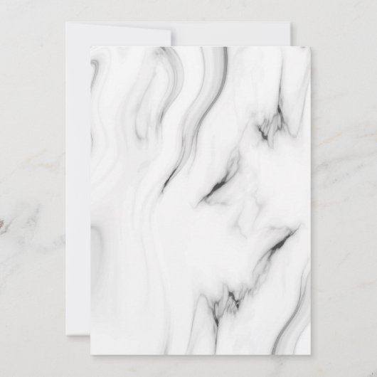 Schwarz-weißer Marmor Elegante Script Wedding Einl Einladung (Rückseite)