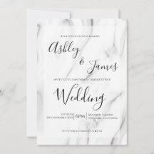 Schwarz-weißer Marmor Elegante Script Wedding Einl