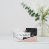 Schwarz-weißer Marmor erröten rosa Visitenkarte (Stehend Vorderseite)