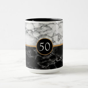Schwarz-weißer Marmor Geburtstag - Jubiläumsfeier Tasse