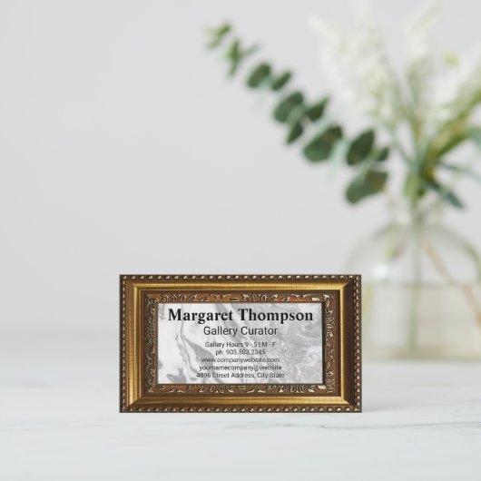 Schwarz-weißer Marmor | Gold Decorative Rahmen Visitenkarte (Stehend Vorderseite)