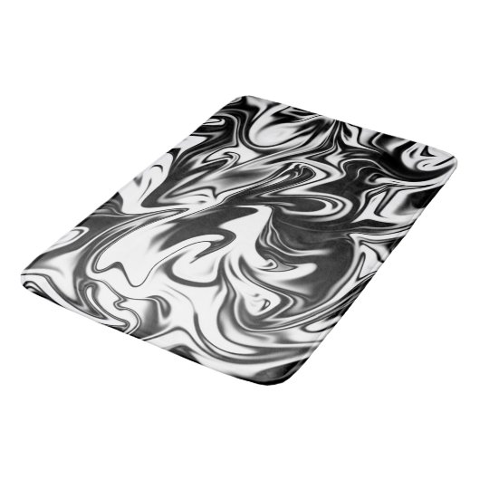 Schwarz-weißer Marmor, große Speicherschaummatte Badematte (Schrägansicht)