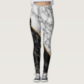 Schwarz-weißer Marmor Leggings Ihr Brief (Vorderseite)