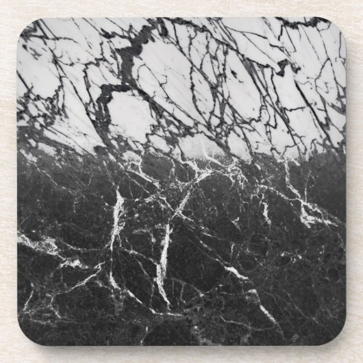 Schwarz-weißer Marmor-Look Moderner Glam Minimaler Getränkeuntersetzer (Vorderseite)