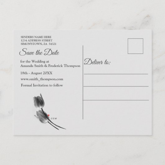 Schwarz-weißer Marmor Moderne Grafik retten Termin Ankündigungspostkarte (Rückseite)