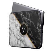 Schwarz-weißer Marmor Notebook-Sieb Ihr Brief - Ja Laptopschutzhülle (Vorderseite Links)