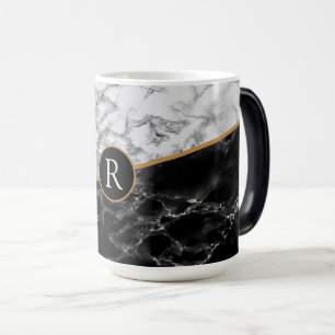 Schwarz-weißer Marmor Personalisiert Kaffee Tasse