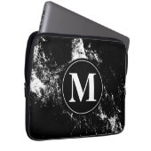 Schwarz-weißer Marmor Personalisiert Laptopschutzhülle (Vorne Rechts)