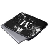 Schwarz-weißer Marmor Personalisiert Laptopschutzhülle (Vorne Knopf)