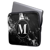 Schwarz-weißer Marmor Personalisiert Laptopschutzhülle (Vorderseite Links)