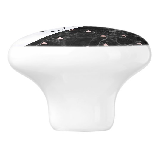 Schwarz-weißer Marmor Rose geometrisch Keramikknauf (Seitenansicht)