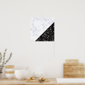 Schwarz-weißer Marmor Rose geometrisch Poster (Küche)