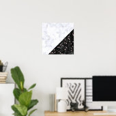 Schwarz-weißer Marmor Rose geometrisch Poster (Heimbüro)