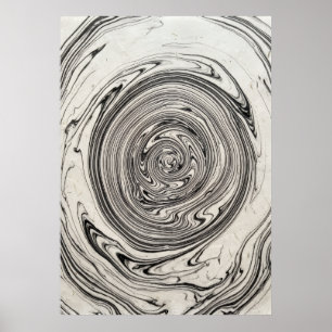 Schwarz-weißer Marmor-Strudel-Wirbel-Kunstposter Poster
